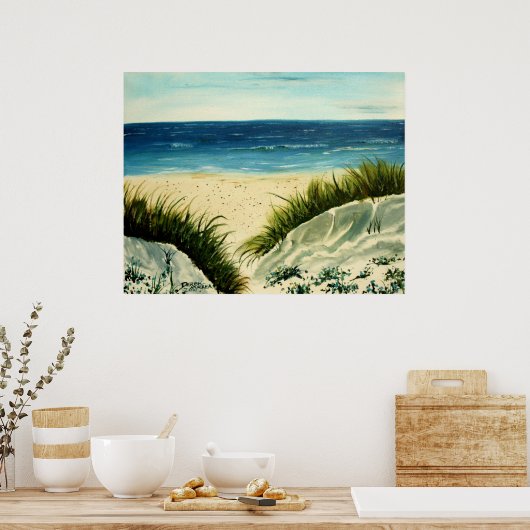 oliesandduinen strandschilderwerk op canvas poster (Keuken)