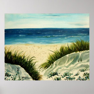 oliesandduinen strandschilderwerk op canvas poster