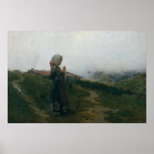 Olieschilderend jong meisje dat Schilderachtig lan Poster (Voorkant)