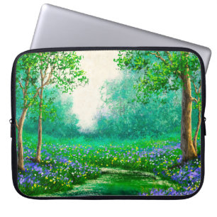 Olieschilderende landschap, veer, boom in de foren laptop sleeve
