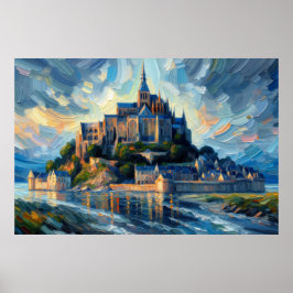Olieschilderij Mont-Saint-Michel Poster