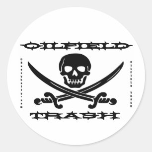 Olieveld Prullenbak Hard Pet Sticker, Schedel, Bot Ronde Sticker