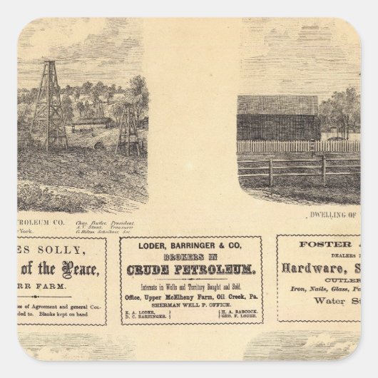 Olievelden, verblijf vierkante sticker (Voorkant)