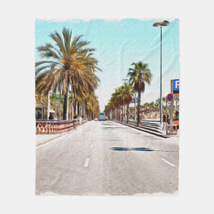 Olieverf. Imitatie. Illustratie. Broad street a Fleece Deken