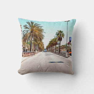 Olieverf. Imitatie. Illustratie. Broad street a Kussen