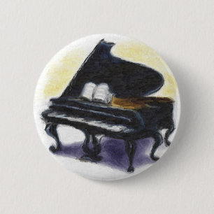 Olieverf : Mijn piano Ronde Button 5,7 Cm