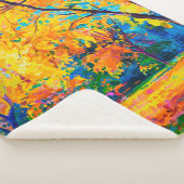 olieverf op canvas. Gele bomen. Moderne kunst. Sherpa Deken (3/4)