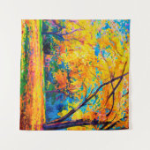 olieverf op canvas. Gele bomen. Moderne kunst. Wandkleed (Voorkant (horizontaal))