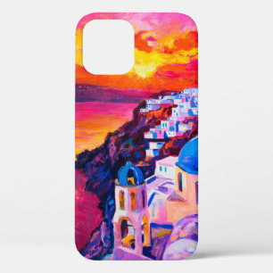 olieverf op canvas. Sunset over het eiland. M iPhone 12 Hoesje