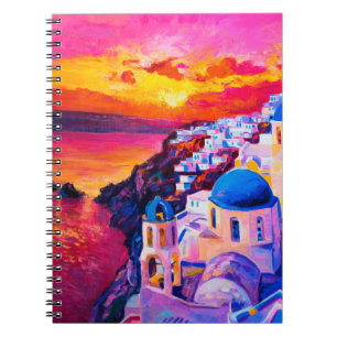 olieverf op canvas. Sunset over het eiland. M Notitieboek