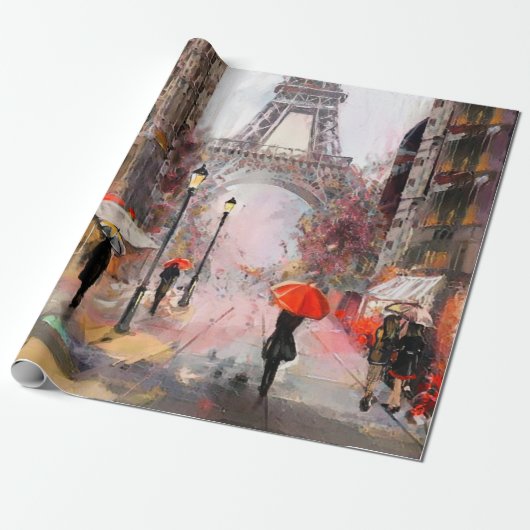 olieverf op het canvas, uitzicht van Parijs. Artw Cadeaupapier (Uitgerold)