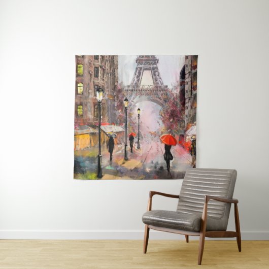 olieverf op het canvas, uitzicht van Parijs. Artw Wandkleed (In situ)