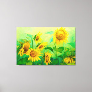 Olieverf op zonnebloemen op Canvas, zonlicht gedru Canvas Afdruk