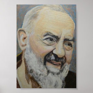 Olieverf Portret van St. Padre Pio van Pietrelcino Poster