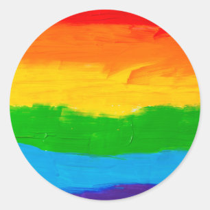 Olieverf Regenboogkleuren homoseksuele LGBT's Ronde Sticker