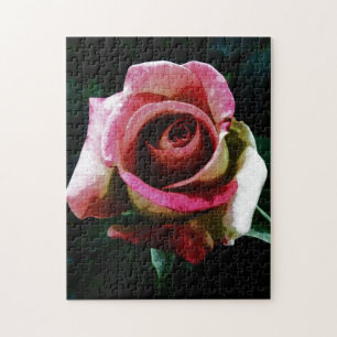 Olieverf rode roos legpuzzel