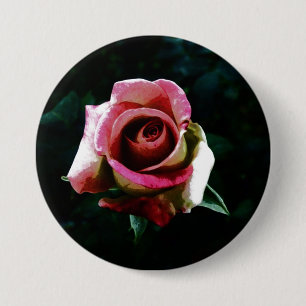 Olieverf rode roos ronde button 7,6 cm