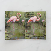 Olieverf roze flamingo in vijver, Kaart (Binnen)