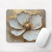 Olieverf Schilderen Wit Gouden Bloem Muismat (Met muis)