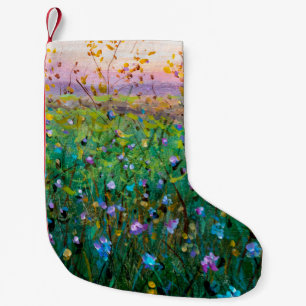 olieverf van bloemen, mooie bloemen kleine kerstsok