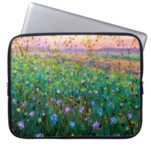 olieverf van bloemen, mooie bloemen laptop sleeve