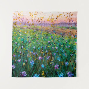 olieverf van bloemen, mooie bloemen wandkleed