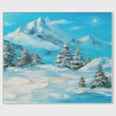 olieverf, winterberglandschap met spru cadeaupapier (Vlak)