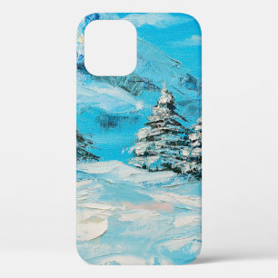 olieverf, winterberglandschap met spru iPhone 12 hoesje