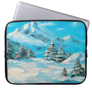 olieverf, winterberglandschap met spru laptop sleeve