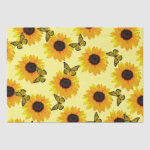 Olieverf zonnebloemen en vlinders, tissuepapier