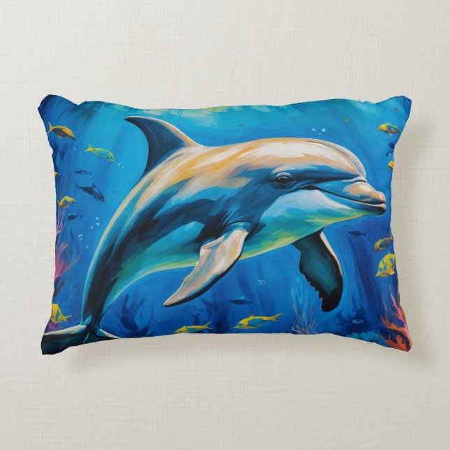 olieverfschilderij Dolfijn Accent Kussen (Voorkant)