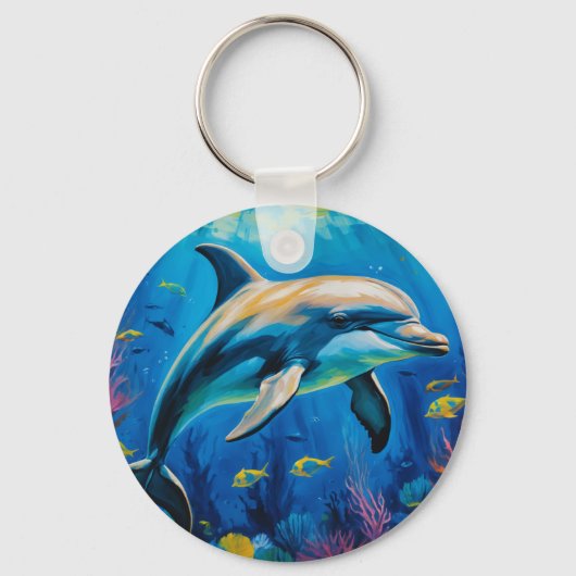 olieverfschilderij Dolfijn Sleutelhanger (Voorkant)