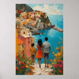 OLIEVERFSCHILDERIJ-Kustglimp: Manarola's Omhelzing Poster