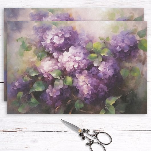  olieverfschilderij Lilacs en bladeren Decoupage Tissuepapier