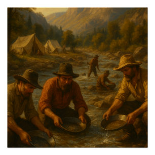 Olieverfschilderij van de Amerikaanse Gold Rush Perfect Poster