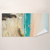 olieverfschilderij van de kustduinen van de oceaan badhanddoek (Badhanddoek)