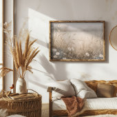 Olieverfschilderij van een veld van bloemen en gra poster