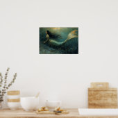 Olieverfschilderij van een zeemeermin poster (Keuken)