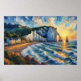 olieverfschilderij van Étretat Poster