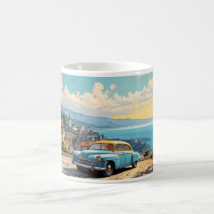 olieverfschilderij van klassieke auto koffiemok