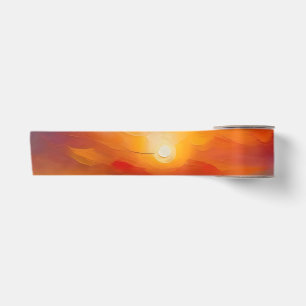 Olieverfschilderij van oranje zonsondergang boven lint