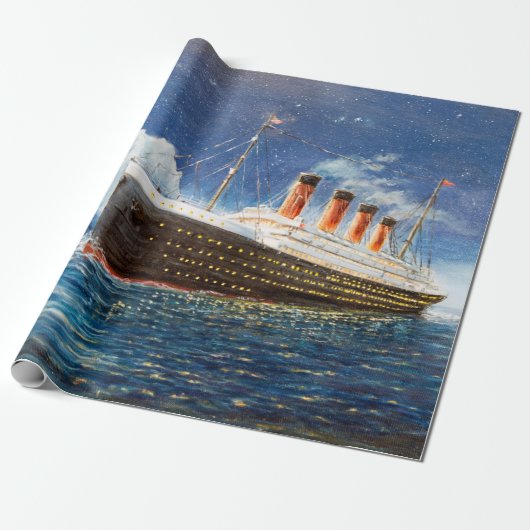 olieverfschilderij van Titanic en ijsberg op n Cadeaupapier (Uitgerold)