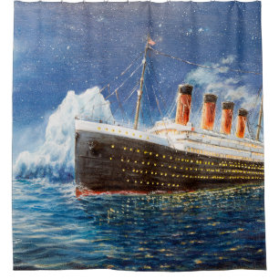 olieverfschilderij van Titanic en ijsberg op n Douchegordijn