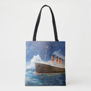 olieverfschilderij van Titanic en ijsberg op n Draagtas