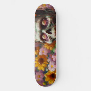 Olieverfschilderij van Zombie in Bloemenveld Hallo Skateboard