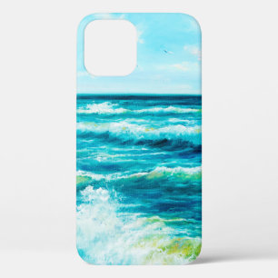 olieverfschilderij waarop golven in de oceaan of z iPhone 12 hoesje