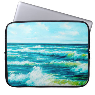 olieverfschilderij waarop golven in de oceaan of z laptop sleeve