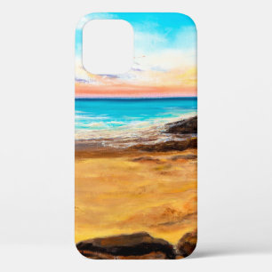 olieverschilderij van prachtige gouden zonsonderga iPhone 12 hoesje