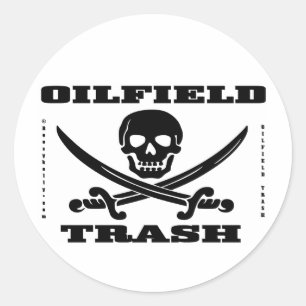 Olievrije Pet, schedel en kruisbeenderen Ronde Sticker