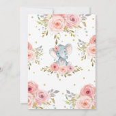 Olifant 3e Verjaardag Uitnodiging Meisje Pink Flor (Achterkant)